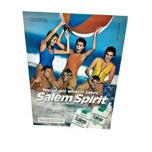 Salem Lights 1986 Beach Scene Volleyball Vintage Cigarette Ad